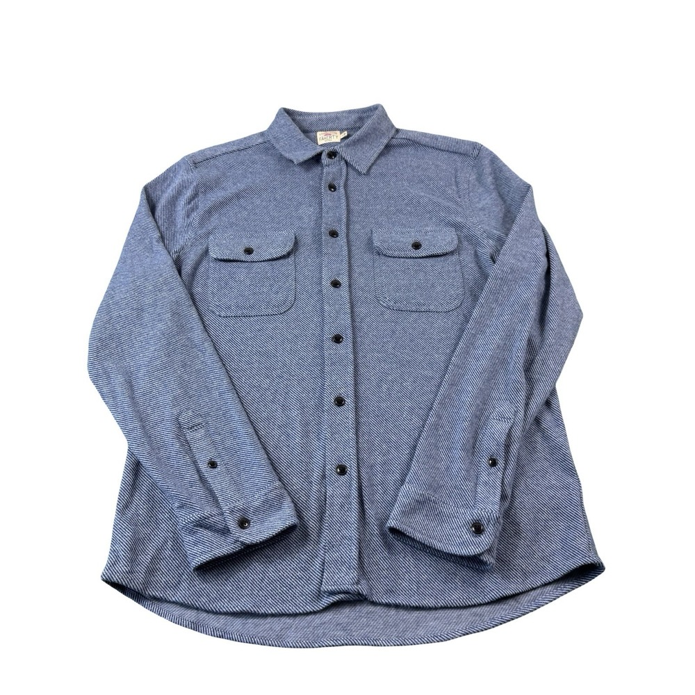 Faherty Mens Blue Dual Pocket Flannel Button Front Shirt Size Large